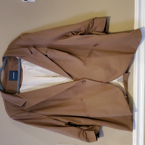 ModCloth Fine and Sandy Blazer in Khaki (Tan) One Button 3/4 Sleeves Size 4X - Picture 3 of 12